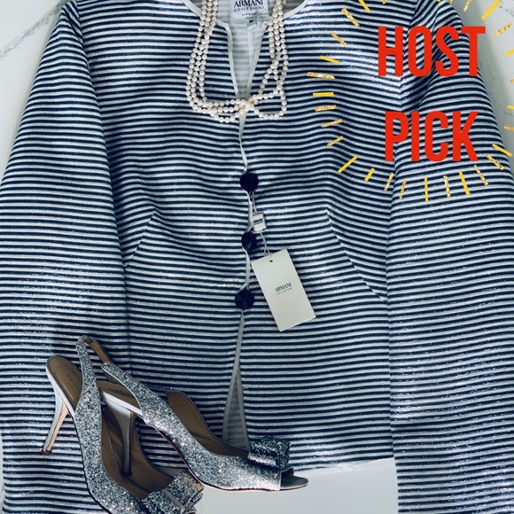 HOST PIC Armani Collezioni Metallic Blazer 14 NWT - Picture 2 of 8